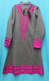 Gray Knitted Cotton Kurti Tunic Winter Wear (Large) #5527